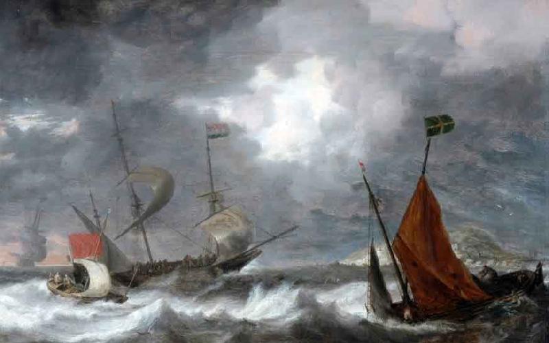 Bonaventura Peeters Sea storm with sailing ships France oil painting art